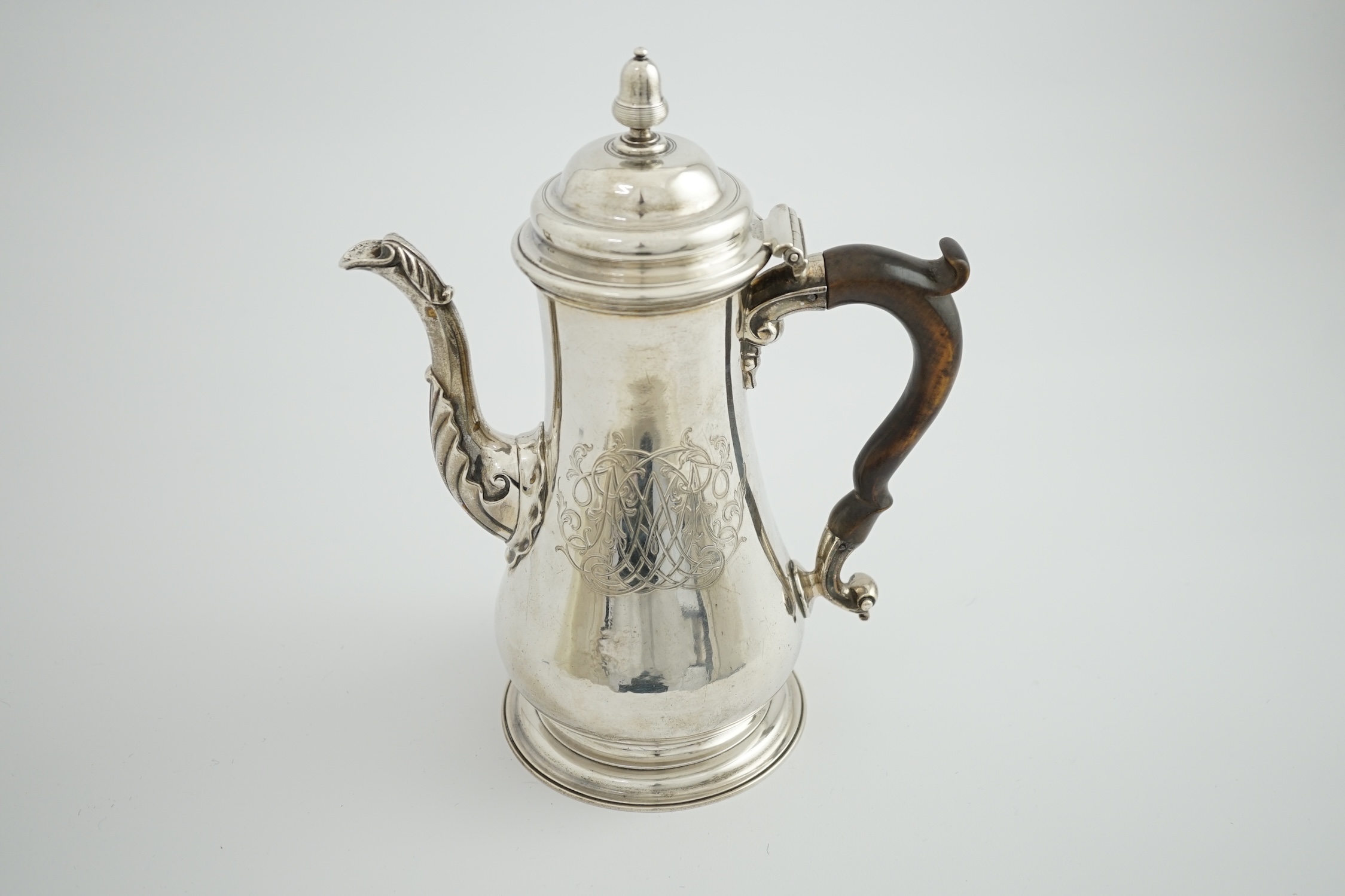 A George II silver coffee pot, by Thomas Whipham